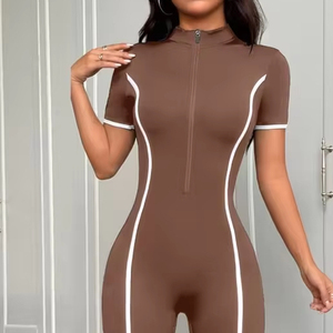 Women's High-Elasticity Solid Full Body <b>Workout</b> Suit Drawstring Closure | Buttery-Soft High-Stretch Fabric Spandex-Polyester - Product Image 3