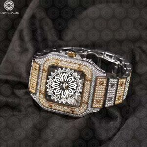 Montre de Luxe Charm Jewells en Acier Inoxydable, Boîtier 40mm, Verre Mécanique Lumineux, Style Hip Hop Élégant, Bracelet Unisexe 20mm, Étanchéité 10 Bar - Product Image 3