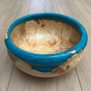 ชามไม้เคลือบอีพ็อกซี่สีฟ้า ดีไซน์สวยงาม ใช้แล้วทิ้ง ย่อยสลายได้ทางชีวภาพ เหมาะสำหรับใช้ในบ้าน โรงแรม ร้านอาหาร หรูหรา ทันสมัย - Product Image 1