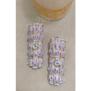 Aretes Kundan de Latón Plateado con Circonitas, de Primera Calidad, Elegantes y Hermosos para Mujeres y Chicas, Ideales para Fiestas y Eventos Nocturnos - Product Image 2