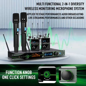 Sistema de Monitoreo Estéreo JT22, Micrófono Inalámbrico UHF de 2 Canales, Micrófono Dinámico XLR con Cancelación de Ruido, Portátil para Escenario - Product Image 3