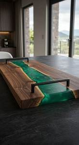 <b>Epoxy</b> <b>Resin</b> Wooden Serving Tray for Restaurant Hotel Supplies Christmas Decorative and Living Room Drink Serving Tray - Product Image 3