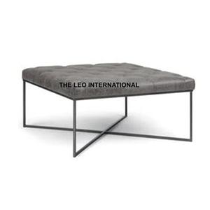 Mesa de Centro Otomana Redonda con Marco de Metal Negro, Diseño de Lujo, Mueble Decorativo - Product Image 6