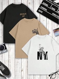 T-shirt pour homme à imprimé graphique, col rond décontracté, manches courtes, tissu léger et respirant, style streetwear élégant, à porter au quotidien - Product Image 4