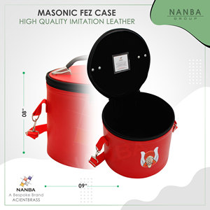 Red Embroidered Zipper Closure Handled Eco-Friendly <b>Large</b> Capacity Gruto Fez Case <b>Hat</b> Storage <b>Box</b> | Freemasonry - Product Image 6