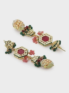Multicolor Gemstone <b>Choker</b> Necklace Set Indian Bridal Jewelry Statement <b>Choker</b> with Earrings - Product Image 5