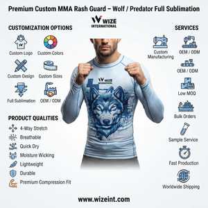 T-shirt de compression respirant sans couture pour homme, manches longues, imprimé loup, pour entraînement fitness, MMA, BJJ, surf et sports - Product Image 5