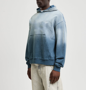 Sudadera con Capucha Oversize de Moda, 100% Algodón Felpa, Degradado Ombre, con Bolsillo Canguro, Ajuste Relajado, Estilo Urbano Moderno - Product Image 4