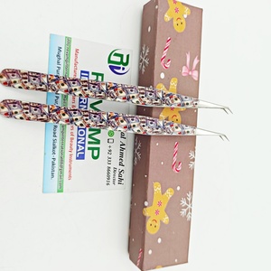 Pince à épiler de précision en acier inoxydable à 45 degrés pour faux cils, emballage en boîte à thème dollar, pince à épiler pour extensions de cils - Product Image 5