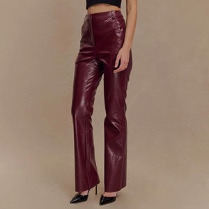 Pantalons en cuir décontractés pour femmes, prix de gros, style tendance de haute qualité, pantalons en cuir véritable à 100% pour femmes - Product Image 5