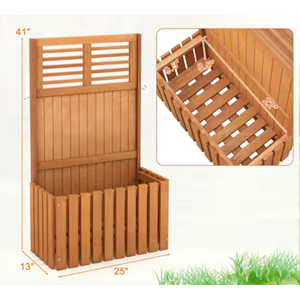 Outside Decoration Acacia Wood <b>Planter</b> Box With Trellis, Natural <b>Raised</b> Garden Bed For Vegetables, Flowers, Herbs From Vietnam - Product Image 2
