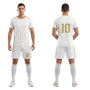 Premium Sublimation Soccer Jersey Custom Logo Team Name Gold Pinstripe Football Uniform - Product Image 4