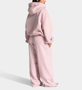 Custom Graphite Leopard Print Oversized Contrast Pipping Women <b>Tracksuit</b> Pullover Contrast Lining Hoodie & Jogger For Women's - Product Image 3