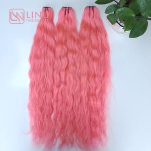 Prix usine 100% brut vierge vietnamien trame humaine dentelle perruque vague naturelle couleur rose clair Super Double dessiné Extensions de cheveux - Product Image 1