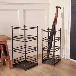 Juego de 2 soportes para sombrillas de hierro de forma cuadrada, color negro, para la entrada del hogar y la recepción de la oficina - Product Image 1