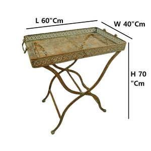 Modern Large Green Patina Iron Handmade Durable Coffee <b>Table</b> <b>for</b> Home Garden Decor Exclusive Gift Idea with Floral Design - Product Image 6