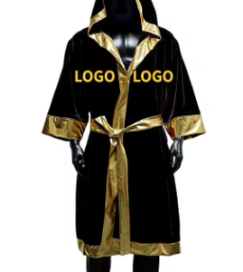 HAWK SPORTS INDUSTRIES HW-BR-001 Robe de boxe à capuche en satin, robe d'entraînement confortable, durable, respirante en polyester, MMA Muay Thai - Product Image 2