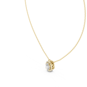Oval Cut Lab Grown Diamond 14K 18K Solid Gold Halo Pave <b>Frame</b> Necklace DEF VVS 2.10 CTW IGI Certified Classic Fine Jewelry ODM - Product Image 4