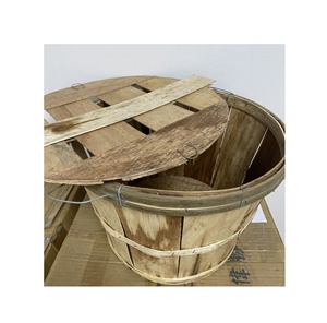 Panier de crabe boisseau en bois de pin naturel avec couvercle en bambou paniers de rangement en osier pour entrepôt de jardin de fruits de mer cadeaux d'affaires - Product Image 2