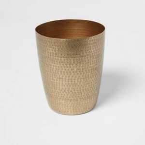 Poubelle ronde en acier inoxydable texturé argent brossé Skies Trader, corbeille à papier pour hôtel et bureau - Product Image 2