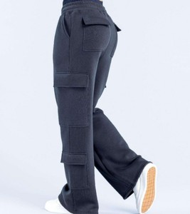 Pantalon cargo taille haute en toile 100% coton pour femme, style décontracté automne - Product Image 6