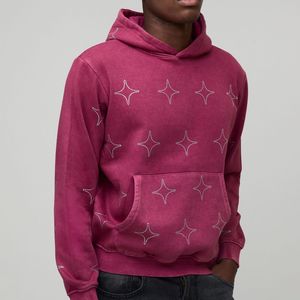 Sudadera con Capucha DAPHNIA Color Borgoña, Unisex, con Estampado de Estrellas con Pedrería, Corte Regular, Informal, de Invierno, de Alta Calidad, para Exteriores - Product Image 1