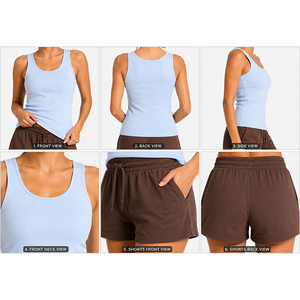 Best Collection Women's <b>Set</b> Comfortable Fit Adjustable Wear New Look High Quality Tank Top And Shorts <b>Set</b> For Women's - Product Image 3