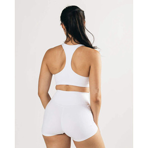 Soutien-gorge de sport une pièce blanc pour femme, 78 % nylon 22 % élasthanne, style col montant, dos nageur, ourlet sans coutures, maintien moyen - Product Image 2