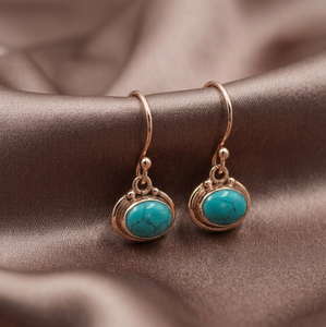 Natural Turquoise <b>Dangle</b> <b>Earrings</b> 925 Sterling Silver Rose <b>Gold</b> Yellow <b>Gold</b> Plated Handmade Boho Gemstone Hook <b>Earrings</b> for Mom - Product Image 3