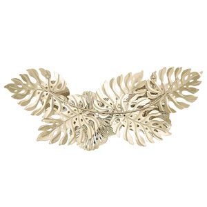 Handcrafted Metal Floral Leaf Wall Art Decor Gold Green <b>White</b> Modern Luxury Wall <b>Hanging</b> Sculpture - Product Image 5