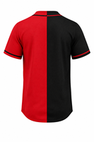 Jersey Bisbol Pria Bermotif Merah Hitam Lengan Pendek Kancing Depan Bernapas Cepat Kering Kemeja Olahraga Regular Fit Semua Musim