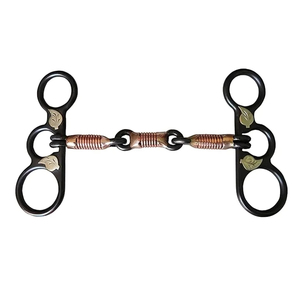 Bocado de entrenamiento para caballo de estilo western, de hierro dulce con alambre de cobre envuelto, con hojas plateadas y diseño de limpieza de mejillas - Product Image 5