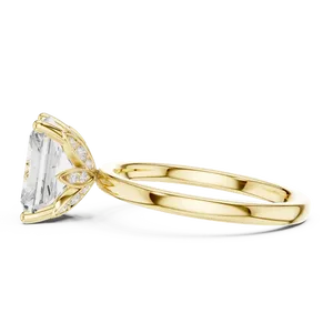 Anillo Solitario Contemporáneo con Diamante Redondo Brillante de 2 Quilates Cultivado en Laboratorio, con Cabeza de Collet, Cesta de Loto y Engaste de Oro Personalizado con Pavé - Product Image 3