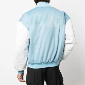 Veste universitaire bleu clair et blanc pour homme, col rabattu, style décontracté, coupe classique, en polyester et coton, idéale pour l'automne - Product Image 4