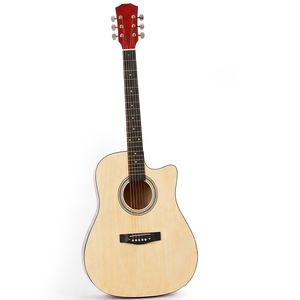 Chitarra Acustica Dreadnought da 41 Pollici in Legno Naturale con Cutaway a Forma di Botte, Corde, Capotasto, Borsa per il Trasporto, Accordatore, Chiave per Accordatore - Product Image 1
