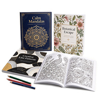 Impression de livre de coloriage personnalisé OEM, livre d'activités pour adultes, pages noir et blanc, couverture souple, livre de coloriage broché