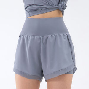 Shorts de yoga pour femmes, taille haute, extensibles, respirants, polyester/coton, coupe régulière, vêtements de sport, tenue de fitness, entraînement confortable - Product Image 1