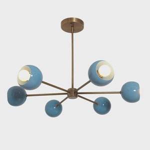Modern Brass Geometric Ceiling Light Blue Globe Shades Mid Century Modern Indoor Fixture Living Room Home Decor - Product Image 6
