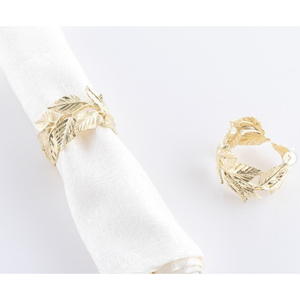 Ensemble d'anneaux de serviette en feuille d'or, élégants porte-serviettes en métal à motif de feuillage pour mariages, banquets, décoration de table de dîner formelle et fêtes. - Product Image 1