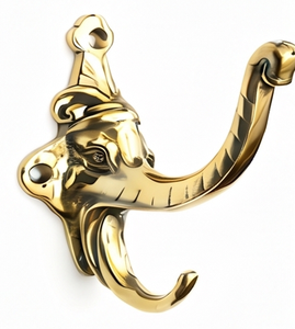 Premium Golden Brass Elephant Head Wall <b>Hook</b> Antique Style Metal <b>Coat</b> <b>Hook</b> For Clothing Storage Elegant Wall <b>Decor</b> - Product Image 1