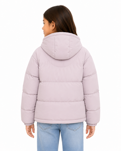 Chaqueta Acolchada de Invierno para Niñas Livster, Color Rosa Claro, con Estampado, Capucha con Cordón Ajustable y Cremallera Frontal Completa - Product Image 3