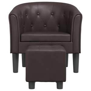 Fauteuil en contreplaqué Pinewood en similicuir marron avec repose-pieds standard pour salon - Product Image 3
