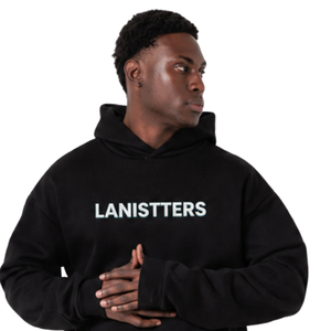Sweat à capuche personnalisé pour homme, coupe classique, imprimé lettres horizontales à l'avant et verticales à l'arrière, style streetwear, 100% coton - Product Image 3