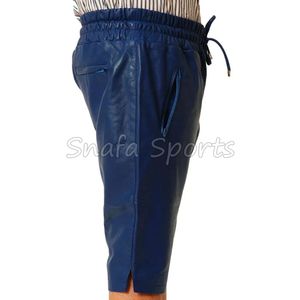 Shorts en cuir de couleur unie pour hommes, style vintage, légers, respirants, confortables, personnalisables, style streetwear - Product Image 3