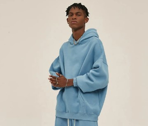 Sweat-shirt à capuche surdimensionné avec logo personnalisé pour homme, 100% coton molletonné, style décontracté, streetwear d'automne, imprimé, avec poche avant - Product Image 2