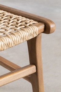 Modern Scandinavian Wood Dining Chair With Handwoven Rattan Seat And <b>Backrest</b> Stable Home Furniture For Dining Room - Product Image 5