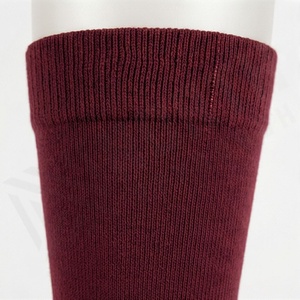 Burgundy Knee High <b>Socks</b> Solid Color Knitted Breathable Casual Wear for Adults - Product Image 4