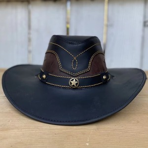 Breathable Leather Cowboy Hat Premium Quality Unisex Travel Low MOQ Outdoor <b>Sun</b> <b>Shade</b> Wide Brim - Product Image 4