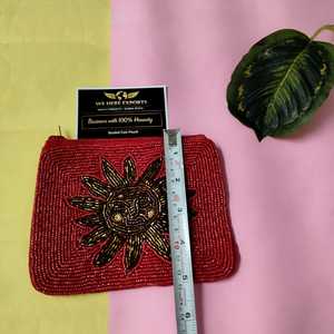 Handcrafted Beaded Coin Purse Red Sun Flower Zipper Wallet Cute <b>Small</b> Women Cosmetic <b>Bag</b> Party Gift <b>Small</b> Lipstick Makeup <b>bag</b> - Product Image 4
