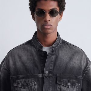 Chaqueta vaquera lavada para hombre, con cuello alto y botones, estilo casual, abrigo vaquero de moda para hombre, chaquetas vaqueras de invierno estilo urbano para hombre - Product Image 3